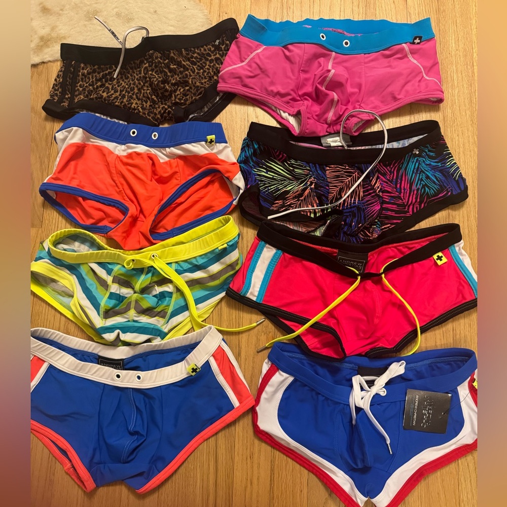BUNDLE 8 Andrew Christian Swim Briefs Shorts medium RARE styles